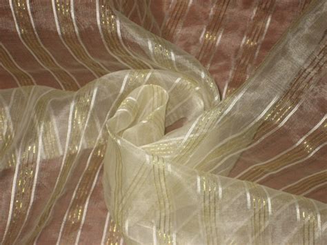 Multicolor Striped Metallic Organza Jacquard